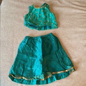 Fabindia Teal and Gold Kids Matching Set